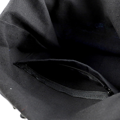 Cotton shoulder bag, 'Color of the Morning' - 100% Cotton Shoulder Bag Black and Brick from Thailand