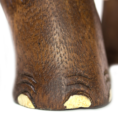 Wood sculpture, 'Charming Little Elephant' - Hand Carved Wood Elephant Sculpture from Thailand