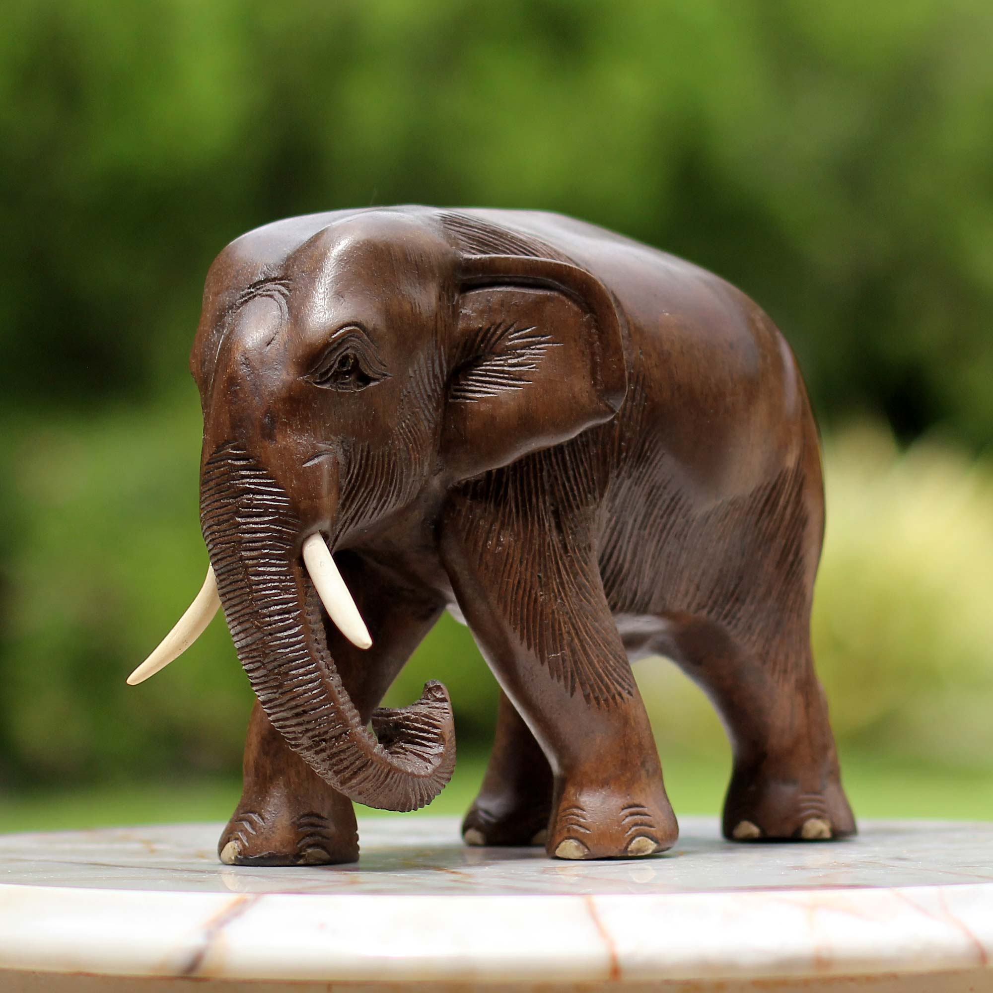 UNICEF Market | Hand Made Wood Elephant Sculpture from Thailand