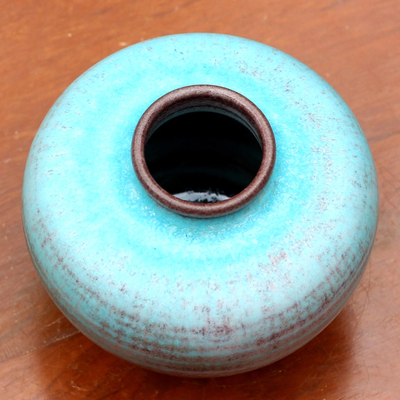Knospenvase aus Keramik - Runde, handgefertigte, wasserdichte Keramik-Knospenvase aus Thailand