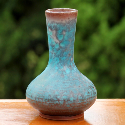 Celadon ceramic bud vase, Coral Cluster