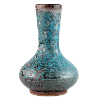 Hand Crafted Turquoise Thai Celadon Ceramic Bud Vase