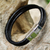 Leather wristband bracelet, 'Striking Modernity in Black' - Modern Black Leather Wristband Bracelet from Thailand