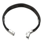 Leather wristband bracelet, 'Roadside Stroll in Black' - Hand Crafted Black Leather Wristband Bracelet from Thailand