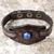 Lapis lazuli and leather wristband bracelet, 'Blue Soul' - Leather and Lapis Lazuli Adjustable Snap Bracelet (image 2) thumbail