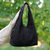 Cotton shoulder bag, 'Thai Texture in Black' - 100% Cotton Textured Shoulder Bag in Black from Thailand thumbail