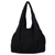 Cotton shoulder bag, 'Thai Texture in Black' - 100% Cotton Textured Shoulder Bag in Black from Thailand (image 2a) thumbail