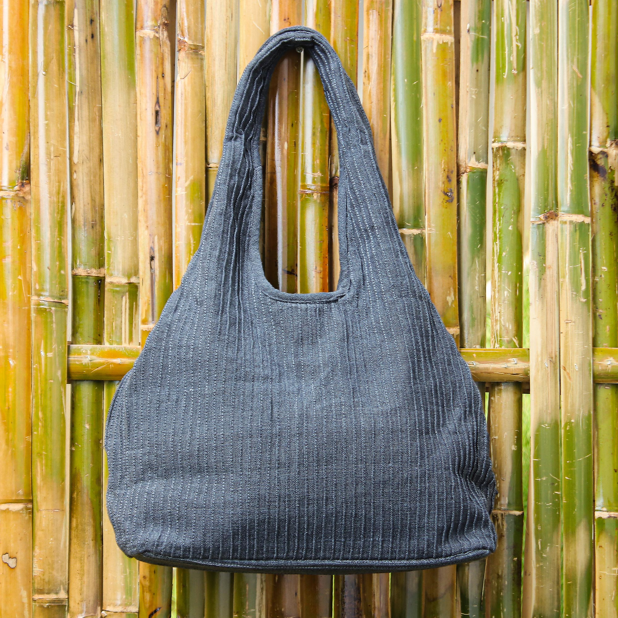 Blue Batik Tote Bag with Woven Base and Magnetic Closure