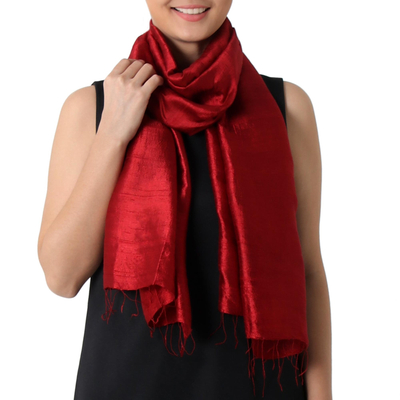 Silk scarf, Shimmering Crimson