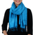 Silk scarf, 'Shimmering Cyan' - Hand Woven Fringed Silk Scarf in Cyan from Thailand (image 2b) thumbail