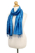 Silk scarf, 'Shimmering Cyan' - Hand Woven Fringed Silk Scarf in Cyan from Thailand (image 2d) thumbail