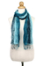Silk scarf, 'Sweet Wonder' - Hand Woven Fringed Silk Scarf in Blue-Green from Thailand (image 2b) thumbail