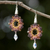 Beaded silk dangle earrings, 'Sparkling Rosettes in Brown' - Silk and Glass Beaded Dangle Earrings in Brown from Thailand thumbail