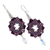 Beaded silk dangle earrings, 'Sparkling Rosettes in Purple' - Silk and Glass Beaded Dangle Earrings in Purple Thailand (image 2e) thumbail