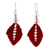 Beaded silk dangle earrings, 'Sparkling Leaves in Red' - Silk and Glass Beaded Dangle Earrings in Red from Thailand (image 2a) thumbail