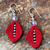 Beaded silk dangle earrings, 'Sparkling Leaves in Red' - Silk and Glass Beaded Dangle Earrings in Red from Thailand (image 2c) thumbail