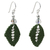 Beaded silk dangle earrings, 'Sparkling Leaves in Olive' - Silk and Glass Beaded Dangle Earrings in Olive from Thailand (image 2a) thumbail