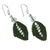 Beaded silk dangle earrings, 'Sparkling Leaves in Olive' - Silk and Glass Beaded Dangle Earrings in Olive from Thailand (image 2d) thumbail