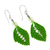 Beaded silk dangle earrings, 'Sparkling Leaves in Lime' - Silk and Glass Bead Dangle Earrings in Lime from Thailand (image 2c) thumbail