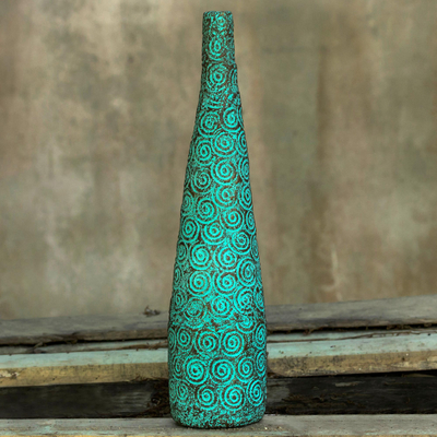 Recycled paper decorative vase, Sea Waves