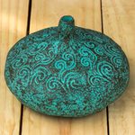 Decorative recycled paper vase, 'Swirling Sea' - Handmade Decorative Recycled Paper Vase from Thailand