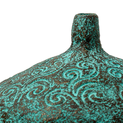 Decorative recycled paper vase, 'Swirling Sea' - Handmade Decorative Recycled Paper Vase from Thailand