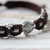 Silver beaded macrame bracelet, 'Little Fish in Brown' - Brown Braided Bracelet with Silver Fish from Thailand (image 2c) thumbail