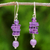 Amethyst dangle earrings, 'Purple Monoliths' - Amethyst and Sterling Silver Dangle Earrings from Thailand (image 2) thumbail