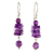 Amethyst dangle earrings, 'Purple Monoliths' - Amethyst and Sterling Silver Dangle Earrings from Thailand (image 2a) thumbail