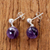 Amethyst dangle earrings, 'Romantic Night' - Faceted Amethyst Sterling Silver Dangle Earrings Thailand (image 2c) thumbail