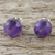Amethyst stud earrings, 'Magical Orbs' - Sterling Silver and Amethyst Stud Earrings from Thailand (image 2) thumbail