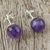 Amethyst stud earrings, 'Magical Orbs' - Sterling Silver and Amethyst Stud Earrings from Thailand (image 2b) thumbail