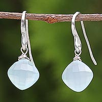 Chalcedony dangle earrings, 'Blue Disco'