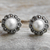 Cultured pearl and marcasite stud earrings, 'Cotton Buds' - Cultured Pearl Marcasite Stud Earrings from Thailand (image 2) thumbail