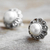 Cultured pearl and marcasite stud earrings, 'Cotton Buds' - Cultured Pearl Marcasite Stud Earrings from Thailand (image 2c) thumbail
