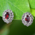 Garnet and marcasite stud earrings, 'Red Lotus Flowers' - Garnet and Marcasite Stud Earrings from Thailand thumbail