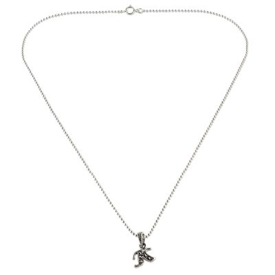 Marcasite pendant necklace, 'Silver Letter K' - Marcasite and Sterling Silver Letter K Pendant Necklace