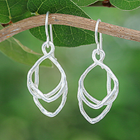 Sterling silver dangle earrings, 'Charming Drop'
