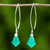 Chalcedony dangle earrings, 'Teal Orchid' - Teal Chalcedony Dangle Earrings from Thailand (image 2b) thumbail