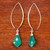 Chalcedony dangle earrings, 'Teal Orchid' - Teal Chalcedony Dangle Earrings from Thailand (image 2c) thumbail