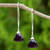 Chalcedony dangle earrings, 'Dark Purple Lotus' - Dark Purple Chalcedony Dangle Earrings from Thailand (image 2) thumbail