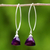 Chalcedony dangle earrings, 'Dark Purple Lotus' - Dark Purple Chalcedony Dangle Earrings from Thailand (image 2b) thumbail