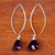 Chalcedony dangle earrings, 'Dark Purple Lotus' - Dark Purple Chalcedony Dangle Earrings from Thailand (image 2c) thumbail