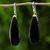 Gold accent onyx dangle earrings, 'Cosmos Drops in Black' - Gold Accent Black Onyx Dangle Earrings from Thailand (image 2) thumbail