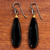 Gold accent onyx dangle earrings, 'Cosmos Drops in Black' - Gold Accent Black Onyx Dangle Earrings from Thailand (image 2c) thumbail