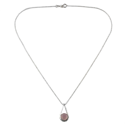 Chalcedony pendant necklace, 'Skyfall in Pink' - Sterling Silver Pink Chalcedony Pendant Necklace Thailand