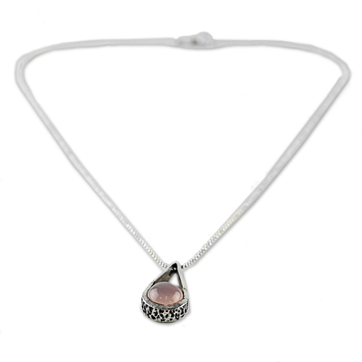 collar con colgante de calcedonia - Collar con colgante de calcedonia rosa de plata esterlina Tailandia