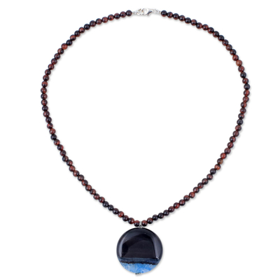 Agate and Quartz Beaded Pendant Necklace from Thailand