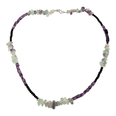 Amethyst Onyx and Fluorite Beaded Necklace from Thailand