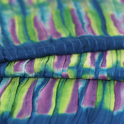 Pañuelo de seda - Bufanda de seda con flecos tejida a mano en multicolor de Tailandia